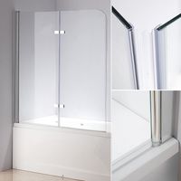 Mampara de ducha cabina de ducha bañera 139x119 CM Vidrio transparente paneles plegables para bañera o ducha biombo abatible hoja de bañera