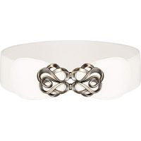Ceinture élastique vintage pour robes femme, ceinture large, blanche