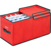 Relaxdays Rangement pour vos boules de Noël, jolie boite, pour 128 boules, H x L x P : 30 x 30 x 60 cm, rouge et vert