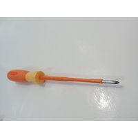 Tournevis cruciforme Phillips 3X100mm isolé 1000V manche bi-matière lame acier chromé decolletée PH0 DERANCOURT CRU3X100BD