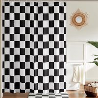 Rideau de douche à carreaux noir et blanc pour salle de bain, joli rideau de douche rétro à carreaux vintage rideau de bain en tissu 180 x 180 cm