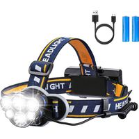 Zqyrlar – 12000 Lumen LED Headlamp – 8 Lighting Modes – IPX4 Waterproof – USB Rechargeable – Beam Distance up to 500m – 6 LEDs for Outdoor Activities – 12000LM