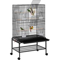 Yaheetech Gabbia per Uccelli Pappagalli Inseparabili Calopsite Grande con Piedistallo Staccabile in Metallo da Interno Esterno Nero 79 x 49 x 134,5 cm