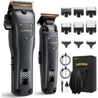 Tondeuse Cheveux Hommes, à Professionnelle Sans Fil, Set et T-Blade Barbe Trimmer, Coupe de Pour Hommes Cadeau(Gris) Gris -