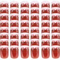 Vidaxl – Lot de 48 pots à confiture en verre 230 ml – Couvercles rouge et blanc – Large ouverture pour un remplissage facile – Conservation optimale
