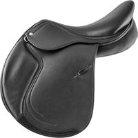 15,5 = 39,5 cm, Noir: Selle de saut Sidney en cuir double garrot interchangeable
