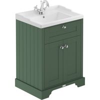 Old London Hunter Green 600mm 2 Door Vanity Unit and Basin with 1 Tap Hole - LOF803