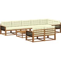 Outdoor Sofa Set 9 pcs Natural and Cream vidaXL