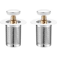 Crépine de vidange de sol universelle en acier inoxydable, paquet de 2, crépine d'évier de baignoire, crépine d'évier pop-up, crépine d'évier de cuisine et de salle de bains, baignoire (style court)
