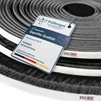 STEIGNER Bürstendichtung selbstklebend Schwarz 7 mm x 30 m - Robuste Türbürstendichtung für Schiebetüren, Innentüren - Fensterdichtung, Zugluftstopper, Insektenschutz