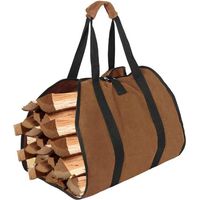 Firewood Carry Bag, Canvas Fireplace Log Bag, Foldable, Water Resistant Log Bag with Strong Handles for Wood Stoves, Logs Camping Accessories, 98 x 46 cm