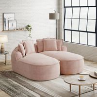 Canapé double confortable en chenille Cloud, design sans cadre, chaise longue double extra grande, coussins inclus, aucun montage requis, pour le salon, rose