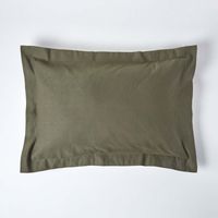 HOMESCAPES Leinen Kopfkissenbezug mit Stehsaum Olivgrün, 48 x 74 cm