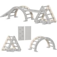 8-in-1 Kletterdreieck für Kinder, Kletterbogen, doppelseitige Rampe zum Klettern und Rutschen, 279 x 80 x 69 cm, Grau