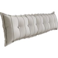 VERCART Grand Oreiller de Lit Décoratif, Coussin de Lecture Capitonné de Boutons, Oreiller de Corps pour Dormeur Latéral, Blanc ,180 x 8 x 50 cm