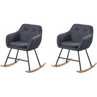 Hobag – Lot de 2 chaises scandinaves à bascule – Pieds en hêtre massif – Assise rembourrée en tissu – Design moderne pour salle à manger et salon – Noir