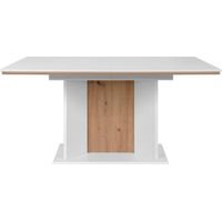 Table extensible - ARONA - Rectangulaire - 10 personnes - 160/200 x 76 x 90 cm - Blanc / chĂŞne artisan