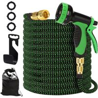15m Tubo Estensibile da Giardino,con 10 Funzioni Spruzzo per Autolavaggio Pulire e Irrigazione Tubo Dell'Acqua,verde