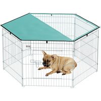 Pawhut – Parc pour chien 6 panneaux modulables – Enclos pliable portable en métal – Dimensions 120L x 120l x 60H cm – Couleurs argent et vert
