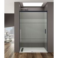 Box doccia BASIC NERO fisso + scorrevole, Finiture: Frost - Estensione: 125-130 cm