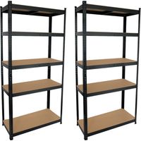 Pack 2 Estanterías Modulares Metálicas con 5 Baldas 875kg 90x40x1