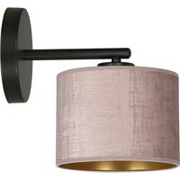 Lampada a Parete Hilde, Acciaio verniciato a polvere, Tessuto, Nero, Rosa, 27x24x20 cm