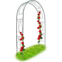 BAKAJI Arco Da Giardino Supporto Per Rose Piante Rampicanti In Metallo 153 x 35 x 233H cm Colore Verde Scuro