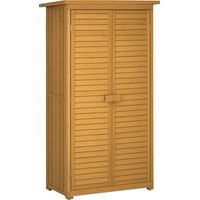 Outsunny cobertizo de madera 87x46,5x160 cm 0,31 m² armario exterior de madera con 2 puertas y 2 estantes interior natural