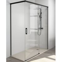 Mampara Ducha Rectangular Corredera Acceso Frontal Vidrio Templado 6mm Antical Transparente Perfil Negro Mate 145 (Adaptable 140,1-145cm) X 85