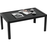 Mesa de Centro de Jardín Rectangular con Estructura de Acero Galvanizado para Patio Terraza 101,5x61x46 cm Negro