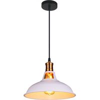 Pendant Ligh Retro Metal Hanging Ceiling Light Adjustable Height for Living Room Restaurant Porch Ø 27cm White