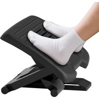 Repose-pieds noir réglable en hauteur et inclinaison avec massage, surface antidérapante, confort bureau