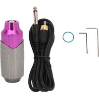 Stylo Tatouage Professionnel en Alliage d'Aluminium - Machine à Tatouer Cartouche avec Cordon RCA Clip Gris Violet