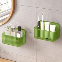 2 Pièces Étagère, Sans Perçage, Plastique PET, Montage Mural, Salle De Bain Cuisine