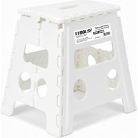 Tabouret Pliant Blanc 45cm, Marchepied Pied Pliable BM TOOLS BMT-MP45-BLANC 150kg Capacité, Léger et Compact pour Adulte/Enfant