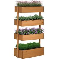 Four-Tier Basket Wooden Plant Stand - Orange