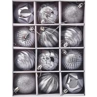 Boules de Nol, 12 pièces Boules d'arbre de Nol Boules de Nol, Décorations d'arbre de Nol Mat et Brillant Boules d'arbre de Nol Scintillantes 6CM (Argent)