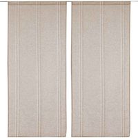 Homemaison – Paire de voilages en lin naturel 38x90 cm – Légère transparence pour lumière douce – Ourlet passe tringle – Charme unique avec rayures