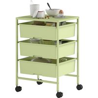 Carrito de Almacenamiento de 4 Niveles Carrito de Cocina con Ruedas 3 Cestas y Tablero 40,8x33,5x60,5 cm Verde