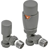 Heatwave Prime Basalt Grey Angled Thermostatic Radiator Valve Set