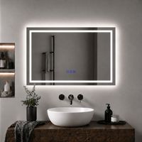 1200x700mm Bathroom Mirror with LED Lights and Bluetooth Speaker 3 Colour Dimmable Lighting Anti-fog Touch/Wall Switch Control