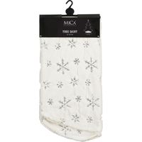 Mica Decorations Deko Baumrock Schneeflocke Ø 120 cm weiß holzoptik Weihnachtsbaumdecke