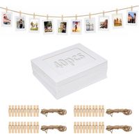 40 Pièces Cade Photo en Papie Ensemble, 11,5 x 15,5 cm Guilandes Photos, Blanc Suspende Cades en Caton avec Pinces Bois Code Chanve, Convient pou Mual Décoation DIY Maiage