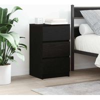 Mesillas de noche con 3 cajones 2 uds-Mesita de noche-Mesapara Dormitorio Negro 39x35x65 cm
