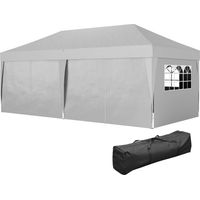 Tonnelle pliante 3x6 m avec 6 parois latérales et sac de transport, gris