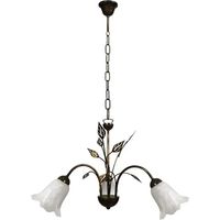 Lampadario Teresa 3 luces E14 marrón y oro con vidrio esponjado blanco