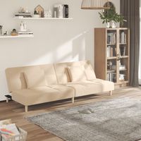 Schlafsofa 2-Sitzer mit 2 Kissen Creme Stoff vidaXL