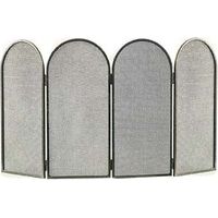 Pare-feu cheminée en fer forgé peint noir – Dimensions 95x50 cm – Quatre portes cintrées pour accès facile – Protection contre les étincelles – Mille
