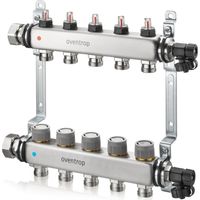 OVENTROP Collettore di riscaldamento Multidis SFQ con Q-Tech con indicatori di flusso integrati nel flusso di mandata, 6 circuiti, 1404956