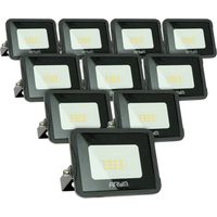 Arum Lighting – Lot de 10 projecteurs LED 10W IP66 – Blanc froid 6000K – Économie d'énergie 80% – Installation facile pour éclairage extérieur